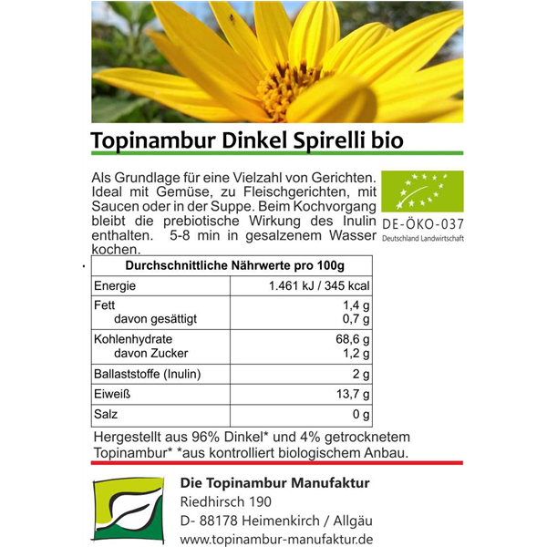 Jerusalem artichoke spelled spirelli bio