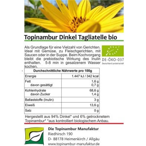 Topinambur Dinkel Tagliatelle bio